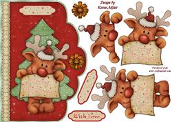 Rudolph's Christmas Message Scallop Card with Step by Step