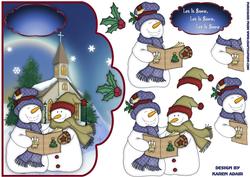 Carol Singing Snowmen Scallop Card and Step by Step