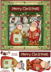 Mr and Mrs Claus Square Card Front with Step by Step