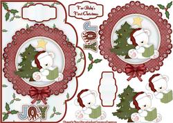 Little Christmas Polar Bear Scallop Card and Step by Step