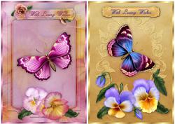 Pansies and Butterflies Quick Cards