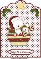 Baby's First Christmas Polar Bear A4 Scallop Top Card