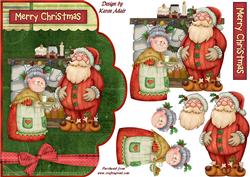 Santa Relaxes After Work Scallop Card and Step by Step