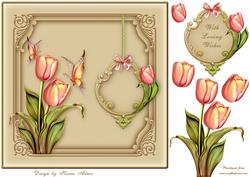Spring Tulips Square Card Front with Step by Step