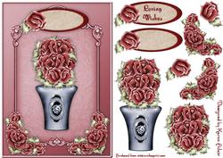 Rose Bouquet Card Front with Step by Step