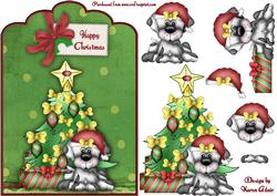 Loula the Christmas Puppy Card Front and Step by Step