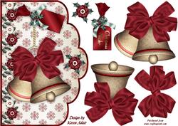 Christmas Bells in Red 'n Gold Scallop Card and Step by Step