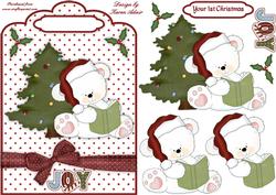 Christmas Polar Bear Joy Scallop Top with Decoupage