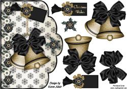 Christmas Bells in Black 'n Gold Scallop Card