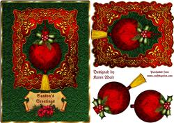 A Traditional Christmas Bauble Card Front and Step by Step