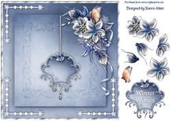 Winter Flowers Square Card Front with Step by Step