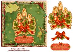 A Vintage Merry Christmas Square Card Front with Step by Ste