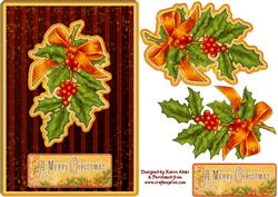 A Jolly Holly Christmas Card Front with Step by Step