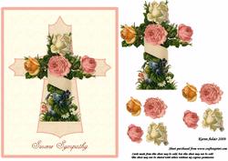 Cross and Roses Sympathy Card Front