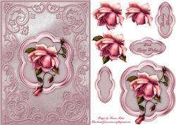 The Blush Rose Card Front with Step by Step