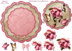 Blush Rose Scallop Edge Wobble Card