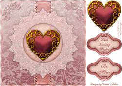 Hearts N Lace Large Square Card Front with Step by Step