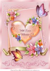 Valentine Hearts and Butterflies A4 Card Front