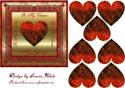 3D Red and Gold Heart Embellishment and Card Front