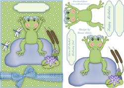 Birthday Frog - Girl Card Front and Step by Step