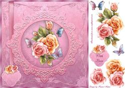 Glowing Roses Large Square Card with Step by Step