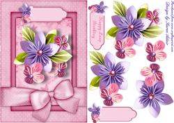 Folded Flowers in Pink Leap Birthday Card and Step by Step