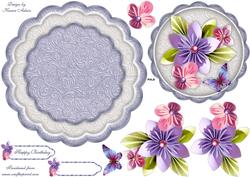 Origami Flowers Scallop Edge Wobble Card