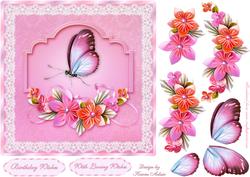 Origami Flower, Butterfly N Lace Card Front and Step by Step