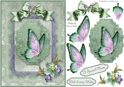Floral Flutters A5 Card Front with Step by Step