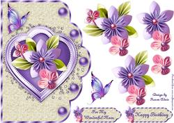 Origami Scallop Card in Lilac and Cream with Step by Step