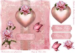 Hearts and Roses Card Front with Step by Step