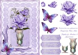 Lilac Roses Card Front with Step by Step