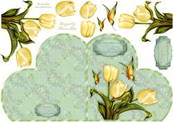Spring Tulips Heart Shaped Cut & Fold Card with Step by Step