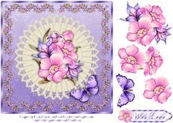 Vibrant Florals Square Card Front in Lilac with Step by Step