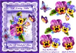 Fancy Pansy A5 Card Front with Step by Step