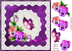 Pretty Pansies in Pink Card Front with Step by Step