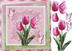Tantalising Tulips Square Card Front with Step by Step