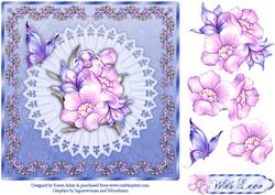 Vibrant Florals Square Card Front in Blue with Step by Step