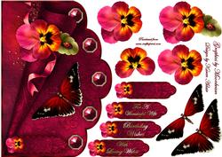 Pansy Paradise Scallop Card Front with Step by Step