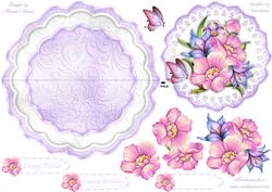 Vibrant Florals in Lilac Scallop Edge Wobble Card