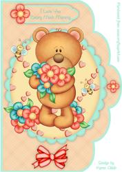 Bearing a Gift of Flowers A4 Scallop Card - Mother's Day