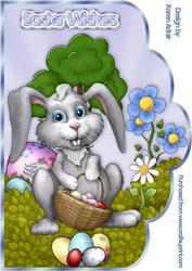 Easter Bunny Scallop A4 Card Front