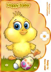 Easter Chick Scallop A4 Card Front