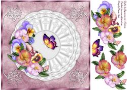 Pretty Pansies Square Card Front with Step by Step