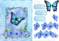 Floral and Butterfly Fantasy Card Front with Step by Step