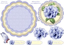 A Rose Blue - Scallop Wobble Card