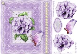A Lilac Rose Square Card Front with Step by Step
