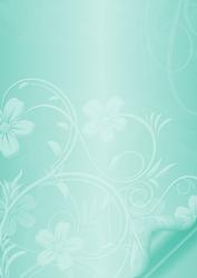 Floral Embossed with Page Curl - Aqua Green