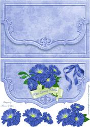 Wild Blue Roses Fancy Faux Envelope Card Front