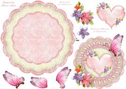 Origami Heart, Flowers, Butterfly and Lace Wobble Card
